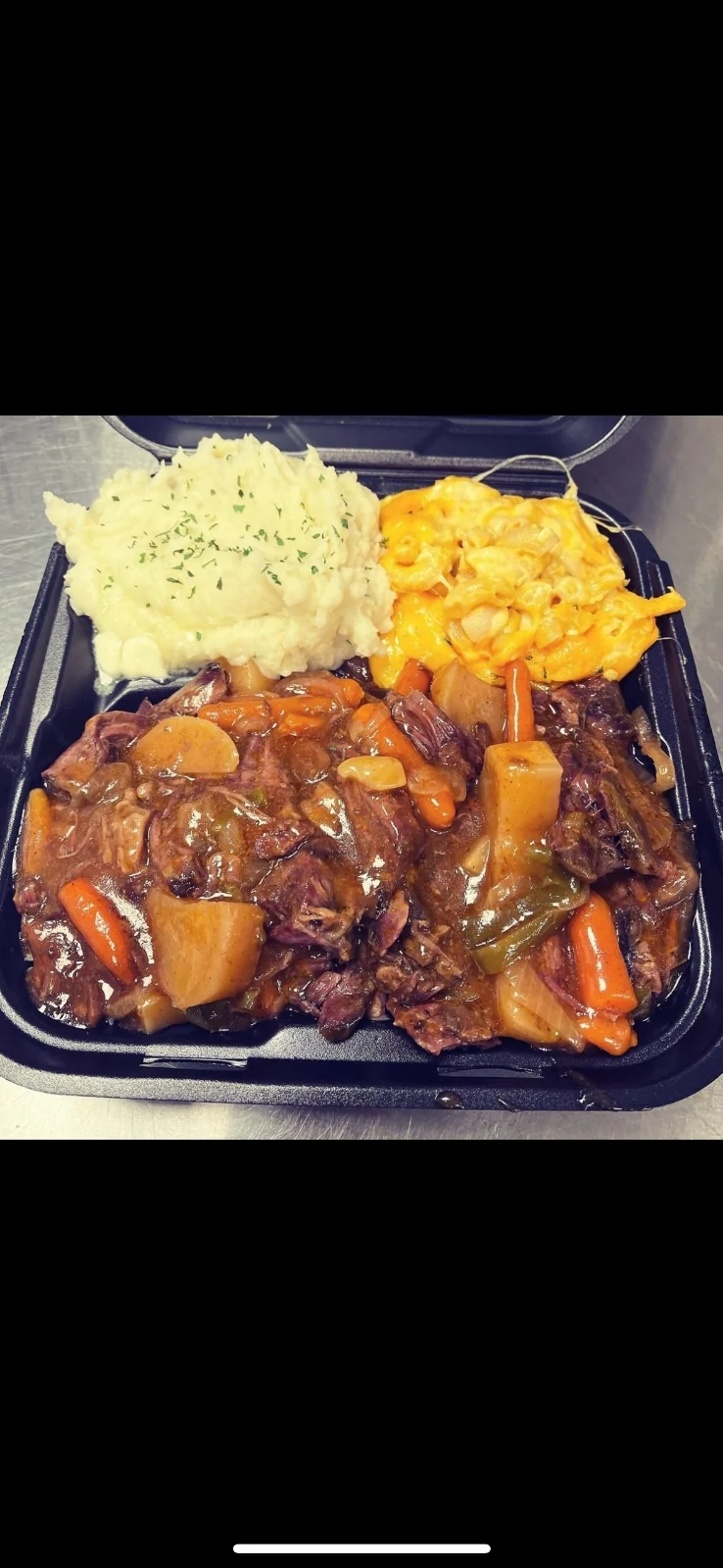 Beef Pot Roast, beef served at Big Bacon's soul food restaurant in Phoenix, AZ
